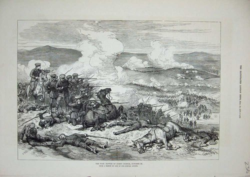 Original old antique print - print, war