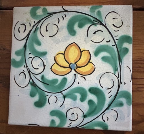 Hand painted italian tile 15cm - painted,