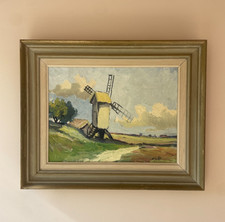 Original Swedish vintage “WINDMILL”   framed & signed oil painting