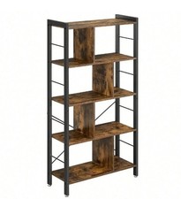 Rustic Wood Bookcase Bookshelf 5 Tier Industrial Storage Display Shelving Unit