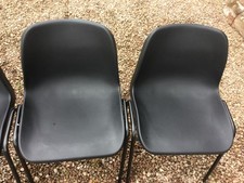Set of 10 stackable canteen/dining chairs. Good condition. Polypropylene seats.