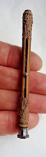 VICTORIAN TREEN PIQUE WORK STEEL END PROPELLING PENCIL - SEAL DOVE WITH LETTER