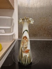 Decorative Victorian Style Hand Painted Hand Blown Glass Vase