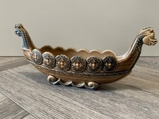  Vintage Wade Porcelain Viking Dragons Long Ship 7” 1/2 Boats Made in England.