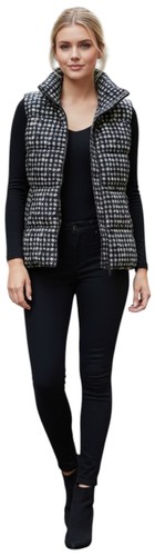 Womens black white gilet - black,