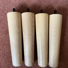 Four Wooden Legs - 20cm Tapered Conical  Round with Metal Brackets for chair etc