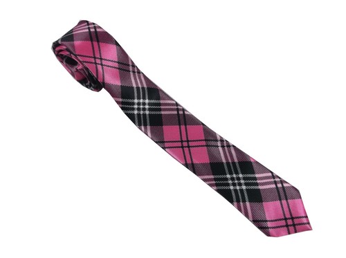 Unisex pink tartan tie - unisex, fancy