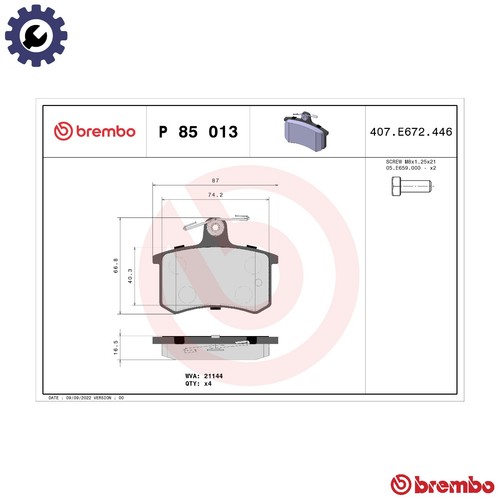 Brake pad set disc - brake, 85