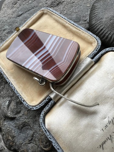 Antique banded agate and - and, metal