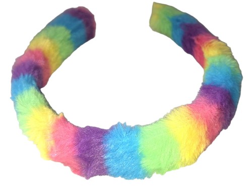 New rainbow faux fur headband - new,
