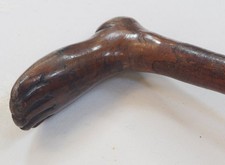 Antique Folk Art Walking Cane or Stick, the Handle Carved as a Foot