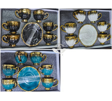 Turkish Arabic Tea Set 6 Cups With Saucers Elegent Gift Assorted Colour
