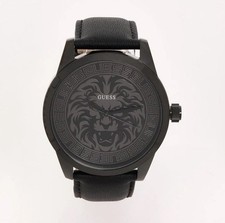 Guess Men’s Leather Black Strap Watch Untamed Analogue Lion Watch