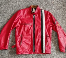 Vintage Red Leather Belstaff Café Racer Biker Jacket Mens Small 34inch