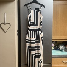 Ladies Black & White Striped Culottes Style Jumpsuit  River Island Size 8 NWOT