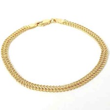 9ct Gold Flat Woven Bracelet Ladies Yellow Hallmarked 19cm Long 4mm Wide 2.4g