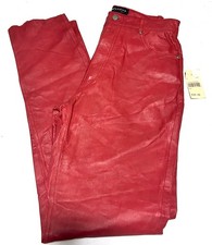 VTG 1990s Red WILSONS Leather Pants Size 8 Women’s Y2K High Rise Unhemmed New