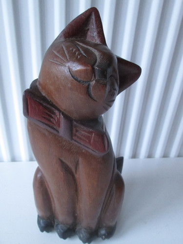 Wooden cat ornament - ornament, sitting