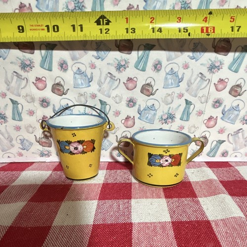 Yellow enamelware floral set - yellow,