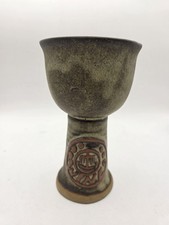 Vintage Tremar UK 1970’s Large Cornish Stoneware Brown Rustic Wine Goblet