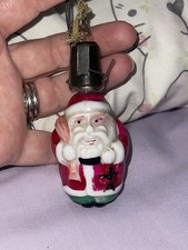 Vtg 1930s MILK GLASS SANTA CLAUS CHRISTMAS  tree decoration LIGHT BULB untested 