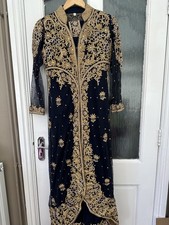 Asian wedding outfit - women's - jacket and Belt style**navy blue and gold