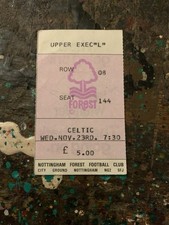 Nottingham Forest v Celtic 23rd of November 1983 UEFA Cup Ticket Stub