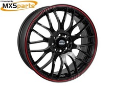 MX5 Calibre Motion 2 Black & Red 7J x 17" Alloy Wheel Set Of 4 Mazda MX5 Mk1 Mk2