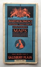 Bartholomew's Revised Half Inch Contoured Map Sheet 8 - Salisbury Plain 1951
