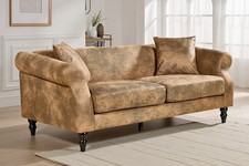 Brown Microfibre 3-Seater Sofa