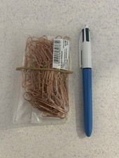 Bic 4 Colour Ball Point Pens And  A Pack Of Paperchase Rose Gold Paperclips