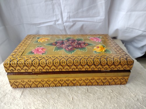 Wooden floral painted - wooden, keepsake