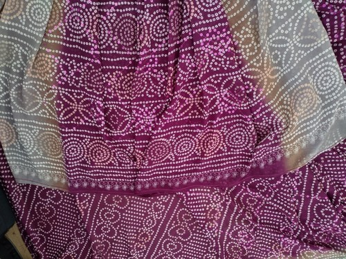 Bandhani print saree purple - saree,
