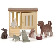 Lundby Rabbit Hutch & Animals Pet Set 1:18 Dolls House Accessories
