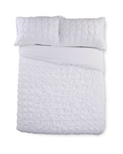 Kirkton House White Pin Tuck Pleat Double Duvet Set & 2 Pillowcases Cotton MIX