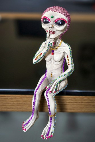 Rhinestone alien sculpture - rhinestone,