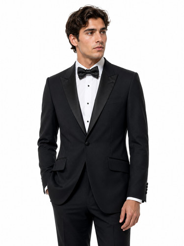 Black peak lapel dinner jacket - lapel,