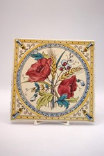 Stovax Vintage Tile Poppy And Wheatsheaf Ceramic Splash Back Fireplace Surround