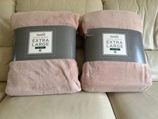 2 X Dunelm Seriously Soft Throw Pink Blush 2.2m x 2.2m Brand New Machine Wash