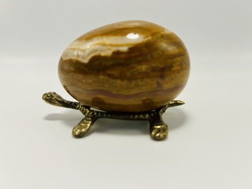 Brass turtle egg stand marbled - egg,