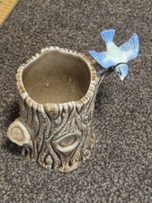 Wade Bird On Tree Stump - brown tree stump, blue bird Excellent Condition 