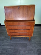 Mid Century Teak Bureau With Keys