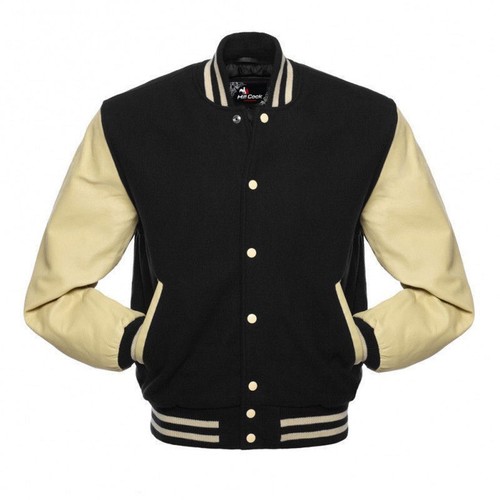 Black wool cream real leather - wool,