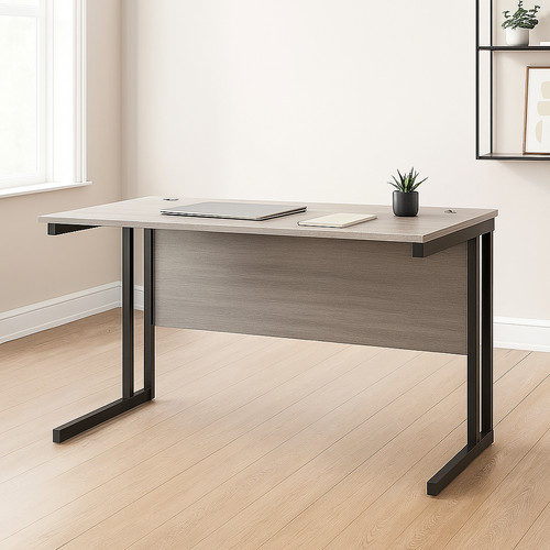 Grey office desk with - office, sturdy