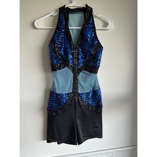 Kelle blue sequin mesh dance - kelle,