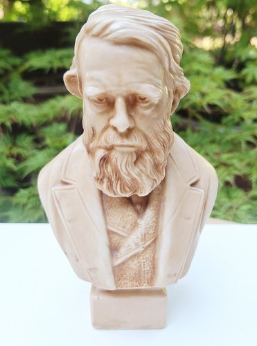 Glazed parian john ruskin bust - glazed,