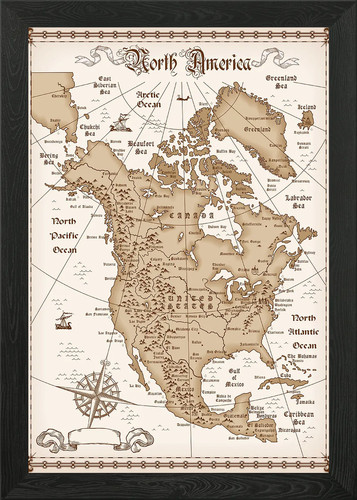 America old map - framed, wall