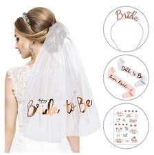 BRIDE TO BE Veil On Comb & Sash Hen Party Night Do, Bridal Accessories Tiara UK