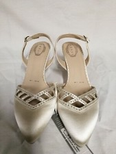 Debut - Ivory satin Slingback Shoes with Diamante Design Size UK 7