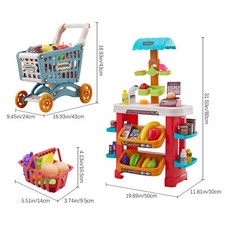 Children Supermarket Stall Shop + Shopping Cart, Mini-market Pretend Play Set UK